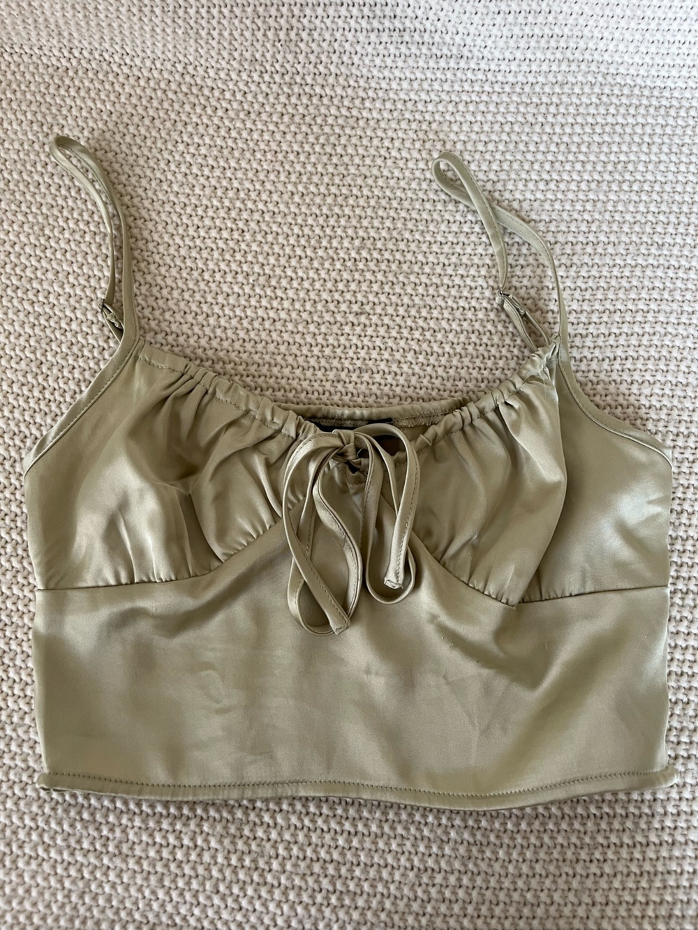 Olive Satin Tank Top